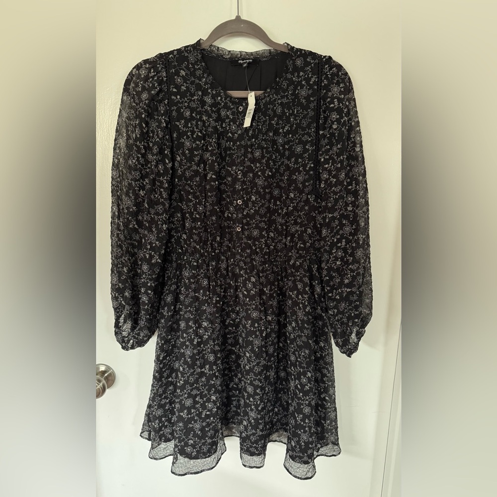 Madewell Ruffle-Neck Button-Front Mini Dress